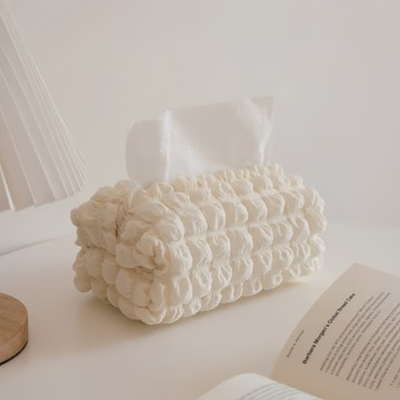 棉花糖泡芙衛生紙套 聚酯纖維材質  20 x 10 x 8cm  米白色