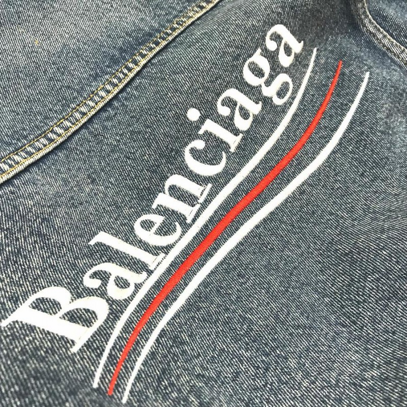 BALENCIAGA デニムジャケット キャンペーンロゴ刺繍 44-