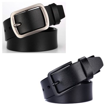 穿針式真皮腰帶皮帶(2條裝)黑色ZK1120K(腰圍在22-42吋以內適用)