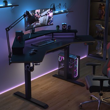 【最低價】【公司貨】電競桌電動升降桌家用桌臺式書桌游戲電腦桌無線充電科技感升降桌