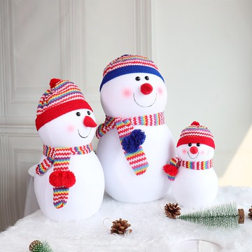 圣誕節裝飾品娃娃圣誕樹下堆頭場景擺件布偶紅藍帽三口之家小禮品