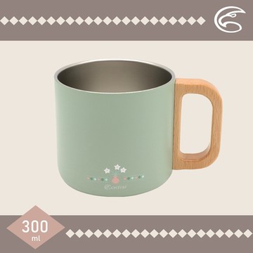 ADISI 不鏽鋼木柄保溫杯 AS23070 (300ml) / 浮雕綠