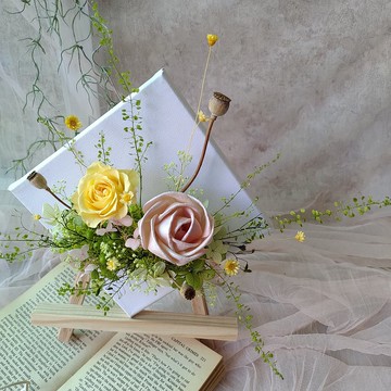 永生方形小畫布  不凋花 永生花 乾燥花 開幕花禮 居家壁飾