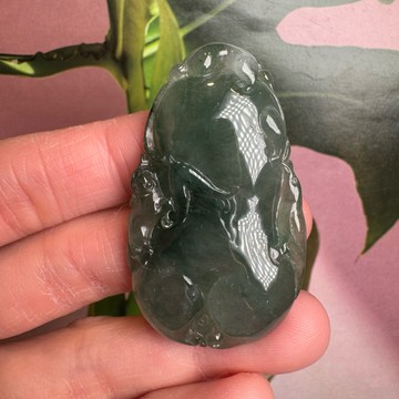 頂級天然緬甸玉 蝙蝠 葫蘆造型🦇福氣到 增福添壽 冰透感 緬甸玉 送禮收藏級 碧綠透綠 緬甸玉墜 葫蘆墜 A3339