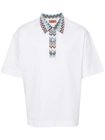 Missoni - zigzag-detail polo shirt - men - Cotton - L - White