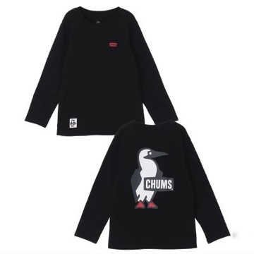 CHUMS Kids Booby Logo Brushed L/S T-Shirt 中大童 長袖上衣 黑色 CH211294K001