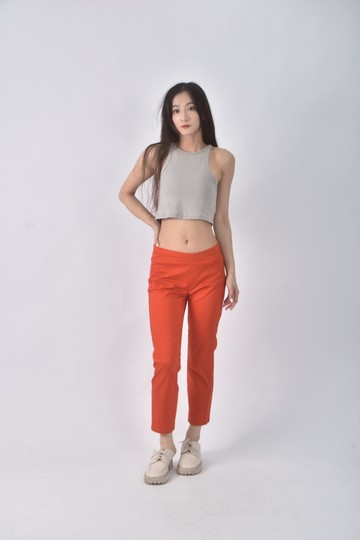 (M) uniqlo高腰質感棉質橘色長褲