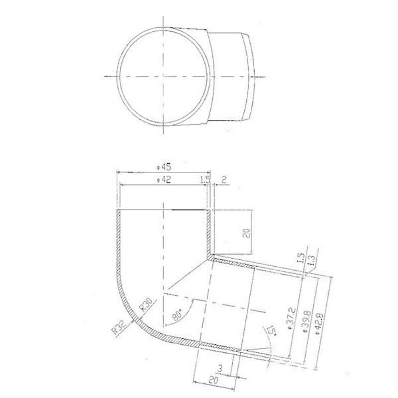 在庫あり カーポート用 雨どい 部品 丸エルボ 80° 42φ 直径42mm 42ミリ カーポート バルコニー テラス 物置 雨樋 パイプ 