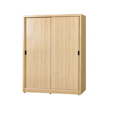 【顛覆設計】簡約4x7尺推門衣櫃/衣櫥(附側拉鏡)梧桐色