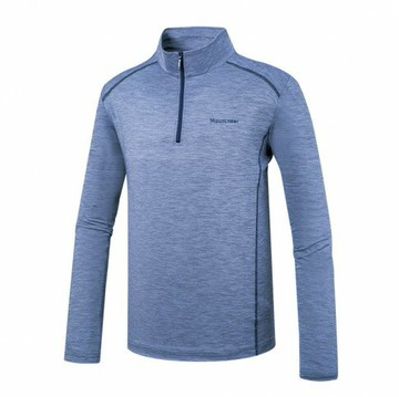 【【蘋果戶外】】山林 51P05 77 湛藍 男 膠原蛋白透氣長袖排汗衣 吸濕快乾拉鍊式立領 春夏 Mountneer