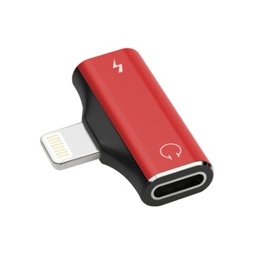 Apple 轉音源 紅色二合一耳機充電擴充lightning轉接頭(1入)