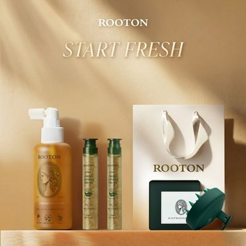快速出貨【ROOTON】歡慶畢業🎓甦活植萃髮根噴霧150ml+奇蹟復甦精萃綠瓶13ml x2+頭皮按摩梳+燙金禮袋