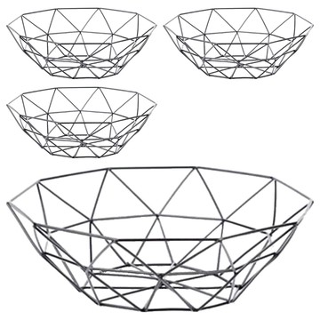 natureahn 斜紋鐵製水果零食籃 黑色  S(26 x 8cm)  4個