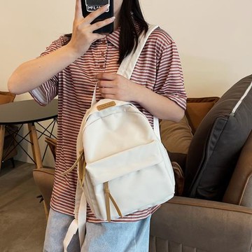 日系學生小雙肩包女2025新款通勤帆布小背包女百搭時尚大容量書包