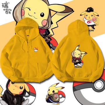 精靈寶可夢皮卡丘比卡丘動漫拉鏈開衫衛衣男女兒童裝學生連帽外套