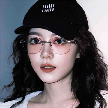 趙今麥同款超輕無框變色眼鏡女早八素顏可配度數眼鏡框架近視眼鏡