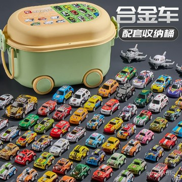 熱賣款🔥迴力小車玩具 迴力小車 閤金賽車套裝 桶裝賽車組 兒童閤金迴力小車 迷你金屬越野車小汽車模型玩具收納桶裝鐵皮車