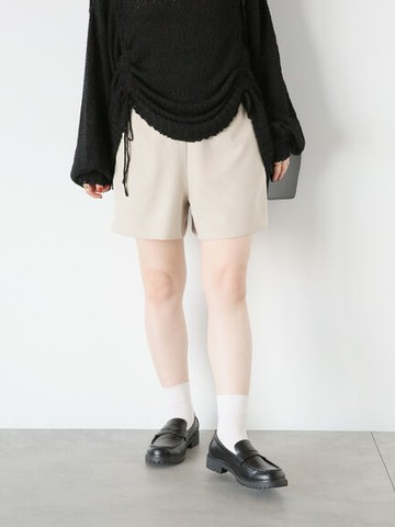 素色俐落剪裁高腰短褲(FF41L0F0980) - ehka sopo