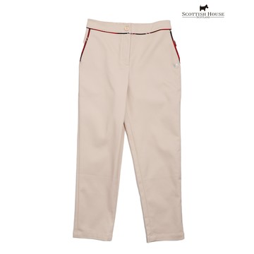 【SCOTTISH HOUSE】卡其色格紋出芽造型直筒長褲CHUB2260