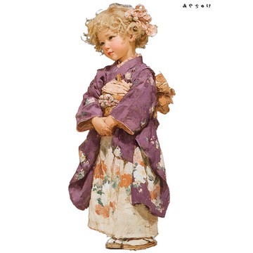 【12月新品4】07-114-0119 人物貼紙 和服復古