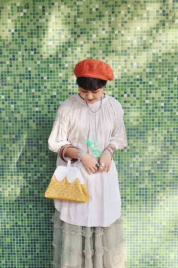 昭和拼布富士山木環包 黃