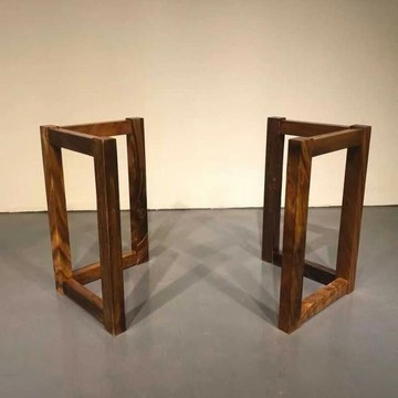 優樂悅~實木支架大板桌腳奧坎原木桌腿吧臺餐桌腳胡桃木茶桌茶臺桌子腳架