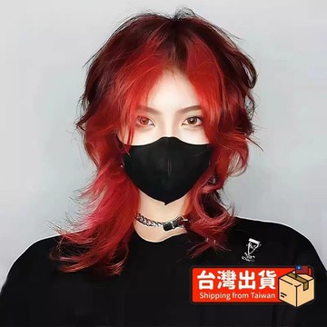 黑紅挑染卷髮狼尾cos假頭髮動漫頭炫酷帥t短髮 個性鯔魚頭中分劉海jfn