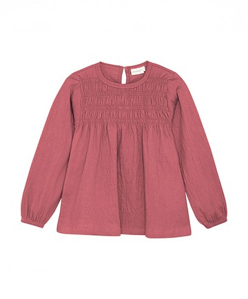 素面珊瑚紅長袖上衣86cm