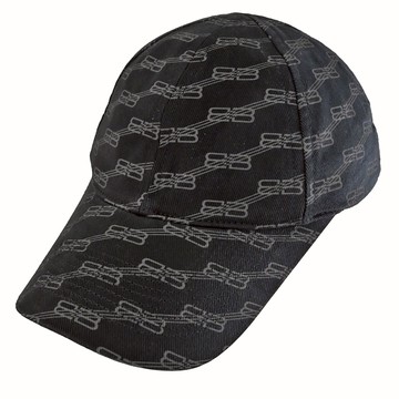 BALENCIAGA 巴黎世家 704104 品牌印花棉質棒球帽.黑
