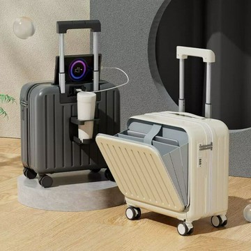 行李箱 旅行箱 拉桿箱 輕便萬向輪 出國學生登機箱18寸輕便登機行李箱前開蓋女拉桿箱萬向輪密碼皮箱子男旅行箱20寸