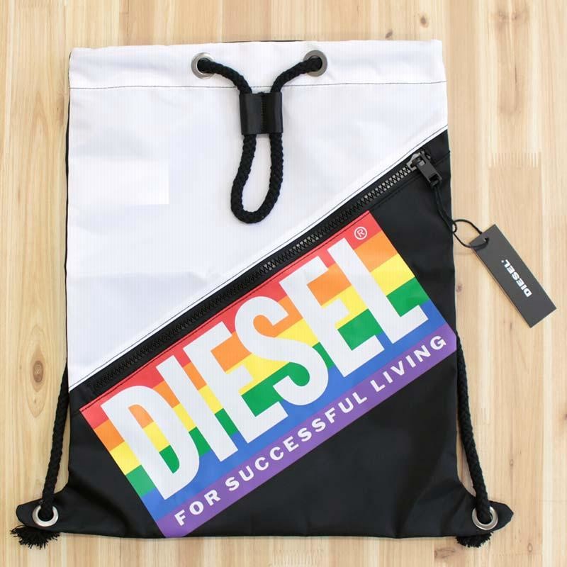 DIESEL ディーゼル ナップサック バックパック ビーチサック ブランドロゴ ファスナーポケット スポーツ レジャー BBAG-SACK メンズ  レディース ユニセックス | LINEブランドカタログ