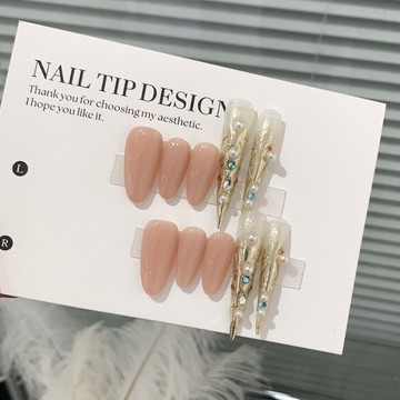 ✨Hannah✨熹妃迴宮高級氣質宮廷甄嬛護甲極光漸變魔鏡純手工可拆卸穿戴甲裸色穿戴甲