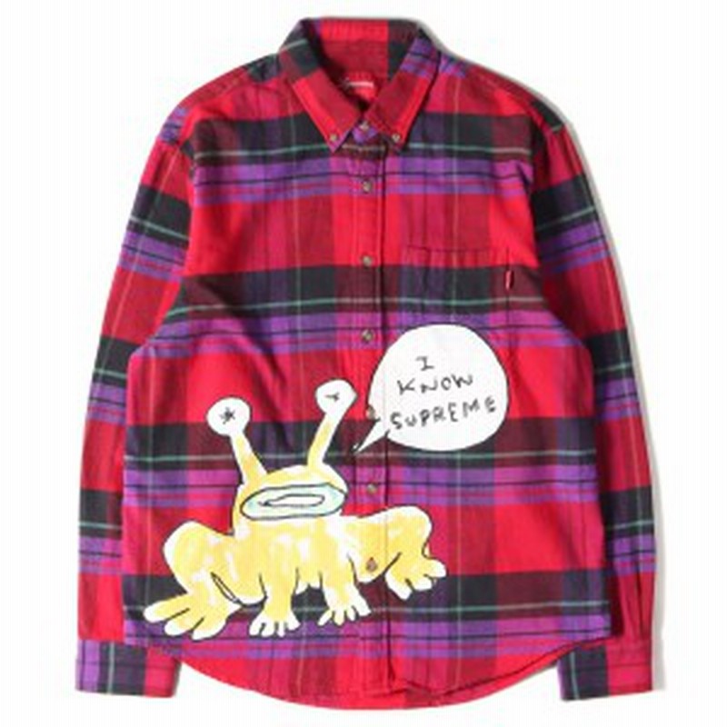 Supreme シュプリーム シャツ ss Daniel Johnston イラスト プリント チェック ネルシャツ Plaid Shirt レッド パープル S メンズ 通販 Lineポイント最大1 0 Get Lineショッピング