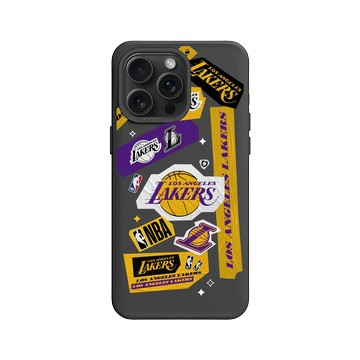 iPhone 15 Pro Max SolidX 黑 - NBA - 拼貼系列-洛杉磯湖人 L.A. Lakers - Collage