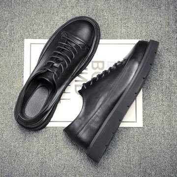 男鞋冬季潮鞋2025年新款休閑皮鞋真皮馬丁鞋韓版潮流百搭黑色鞋子