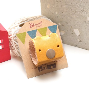 小鴨黃色 大隻的Tinny 真皮革手工 USB-C 2公尺 集線器