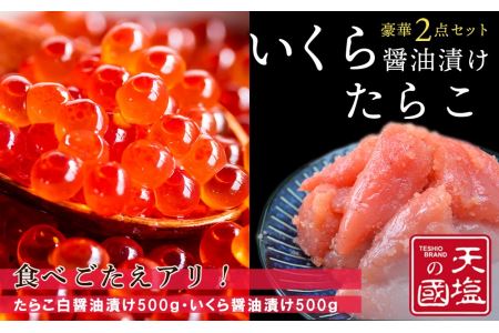 いくら醤油漬け＆たらこ白醤油漬け 各500g＜天塩の國＞