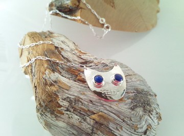 ◇ 青金石眼銀貓 ◇ 吊墜