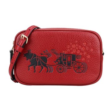 COACH 牛年限定款荔枝紋皮革腰/斜背兩用包(迷你/紅)
