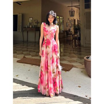 浪漫芭比玫瑰三亞云南旅游長裙