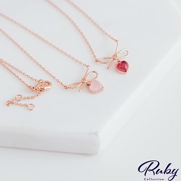 項鍊 韓國直送‧愛心蛋白石扭結項鍊-露比午茶