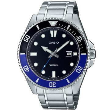 【CASIO】槍魚黑水鬼系列不鏽鋼休閒錶-黑面可樂圈(MDV-107D-1A2)