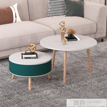 茶几電視櫃組合小戶型輕奢極簡約現代家用客廳圓形實木迷你小桌子  YTL 摩可美家