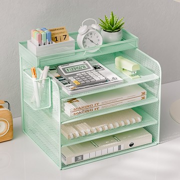 ⚡ 熱銷⚡辦公桌面文件置物架收納架金屬文件框檔案資料夾收納盒文具資料架