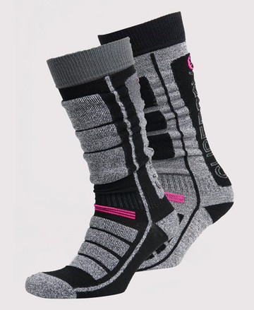 Superdry Women's Women's Merino Sock Double Pack Dark Grey / Black/Grey Marl Mix - Size: 1SIZE