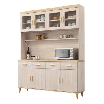 文創集 莎比利雙色5.4尺八門四抽高餐櫃組合-161x40x202cm免組