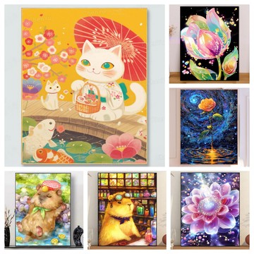 💛盒裝💛台灣現貨💛 新款5D鑽石畫 DIY鑽石貼畫 手作 滿鑽 立體貼鑽畫 手工點鑽畫 大幅 水鑽 黏鑽畫 新年鑽貼