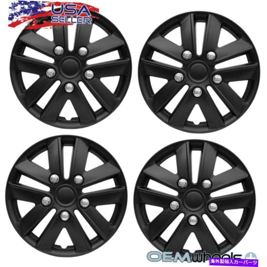 Wheel Covers Set of 4 4新しいOEMマットブラック14" ハブキャップフィットトヨタターセルセンターホイールセットを