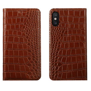 適配蘋果iphone x手機殼xs全包真皮套防摔翻蓋保護殼鱷魚平紋