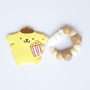 客製化 無字 奶茶色奶嘴鏈 布丁狗固齒器